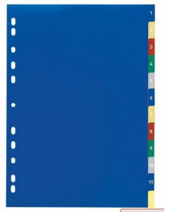 Przekładki A4 wykonane z PP kolorowe indeksy 1-12 /675027/