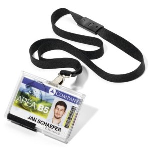 Identyfikator holder 54x87mm z taśmą czarną na 3 karty DURABLE PUSHBOX MONO /892501/