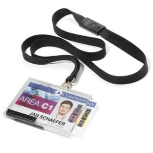 Identyfikator holder 54x87mm z taśmą czarną na 2 karty DURABLE PUSHBOX MONO /892601/