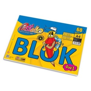 Blok rysunkowy/techniczny biały/kolorowy A4 60 kartek PASTELLO 4w1 1szt.  /PAS-9154/