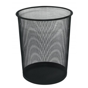 Kosz na śmieci metalowy okrągły 19l siatka Q-CONNECT OFFICE SET czarny /KF00871/