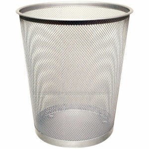 Kosz na śmieci metalowy okrągły 19l siatka Q-CONNECT OFFICE SET srebrny /KF0849/