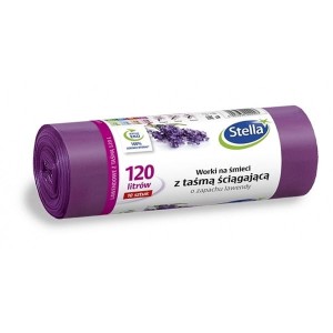 Worki na śmieci 120L LDPE 36 µm STELLA wytrzymałe z taśmą zapach lawendy 10szt. /ST-ST-009923/