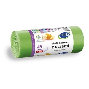 Worki na śmieci 45l STELLA wytrzymałe zielone z uszami 20szt. /ST-ST-032884/