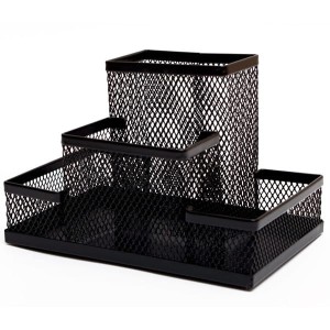 Przybornik na biurko metalowy siatka 4 komory 4A Z3318 czarny 1szt. /Z3318/ /SPB4A/CZ/