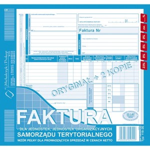 Druk samokopiujący faktura pełna w cenach netto dla jednostek samorządu terytorialnego 81 kartek oryginał + 2 kopie MICHALCZYK I PROKOP /198-3E/