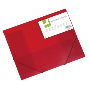 Teczka z gumką Q-Connect, PP, A4, 400mikr., 3-skrz., transparentna czerwona /KF02311/