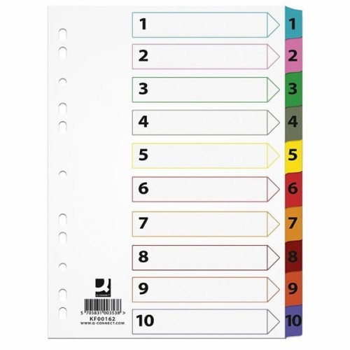 Przekładki Q-CONNECT MYLAR kartonowe 1-10 A4 numeryczne kolorowe.jpg
