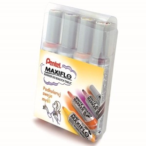Marker suchościeralny z tłoczkiem okrągły 2,0-2,5mm PENTEL MAXIFLO MWL5M 4 kolory /MWL5M-4W EFGV/