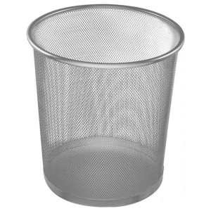 Kosz na śmieci okrągły mały 26,5cm siatka TRES srebrny /SKOM265/SR/