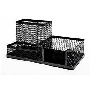 Przybornik na biurko metalowy siatka 3 komory 3A TRES czarny /SPB3A/CZ/