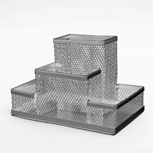 Przybornik na biurko metalowy siatka 4 komory 4A Z3318 srebrny 1szt. /Z3318/ /SPB4A/SR/