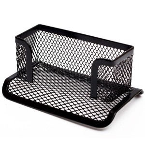 Wizytownik nabiurkowy metalowy siatka prostokątny TRES czarny /SWIZPR/CZ/