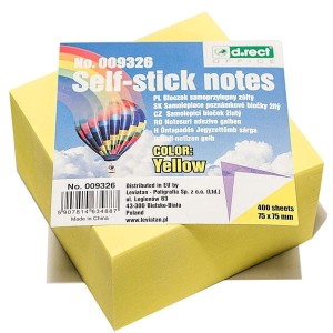 Notes samoprzylepny 51x51mm 400 kartek żółty D.RECT 1szt. /009505/