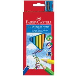Kredki ołówkowe trójkątne 10 kolorów + temperówka JUMBO COLOUR FABER-CASTELL /116510 FC/