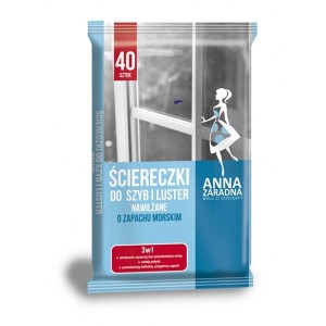 Ściereczki nawilżane do szyb i luster o zapachu morskim ANNA ZARADNA 40szt. /ST-AZ-030149/
