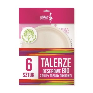 Talerze BIO z pulpy trzciny cukrowej 17cm ANNA ZARADNA 6szt. /ST-AZ-035694/