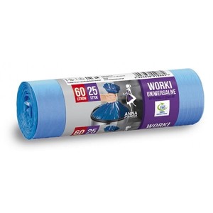 Worki NA ŚMIECI 60L LDPE 9,5 µm ANNA ZARADNA niebieskie 25szt. /ST-AZ-010882/