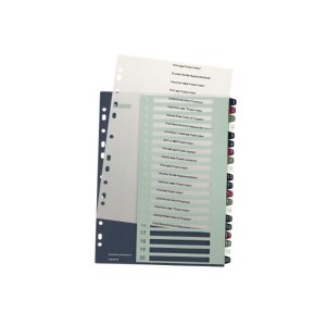 Przekładki A4 maxi PP 1-20 numeryczne kolorowe do nadruku LEITZ Style /12390000/