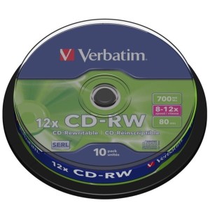 Płyta CD-RW 700MB 12X VERBATIM Cake 10szt