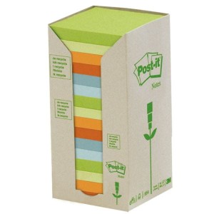 Notes samoprzylepny 76x76mm 16x100 kartek 654-1RPT mix kolorów 3M POST-IT ekologiczny /3M-FT510110354/