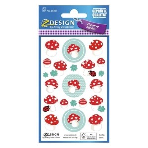 Naklejki Z-DESIGN papierowe-muchomorki AVERY ZWECKFORM 42szt. /56887/