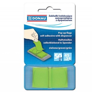 Zakładki indeksujące PP 25x45mm 50szt. Zielone DONAU /7558001PL-02/