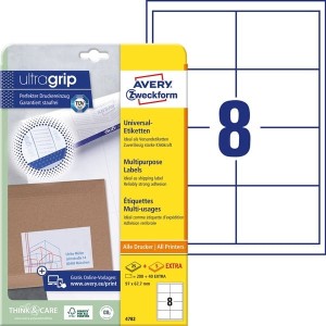 Etykiety papierowe 97x67,7mm AVERY ZWECKFORM ultragrip 25+5ark 240etykiet białe /4782 /