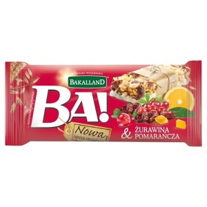 Baton owocowy/zbożowy BAKALAND BA! Żurawina  pomarańcza 40g