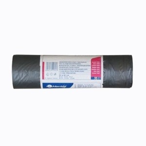 Worki na śmieci 35l HDPE/LDPE 19µm 53x60cm MERIDA HYGIENIC z taśmą czarne rolka 20szt. /W20T/