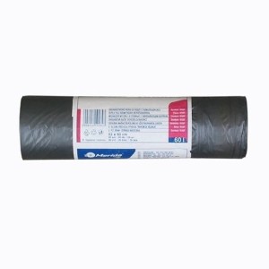 Worki na śmieci 60L HDPE/LDPE 70x75cm MERIDA HYGIENIC z taśmą czarne rolka 15szt. /W30T/