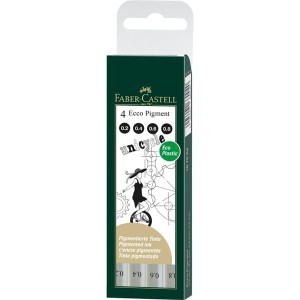 Cienkopis FABER CASTEL ECCO PIGMENT czarne komplet 4szt. /166008 FC/