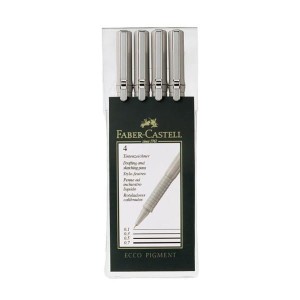 Cienkopis kreślarski 0,1/0,3/0,5/0,7mm FABER CASTEL ECCO pigment czarny komplet 4szt. /166004 FC/