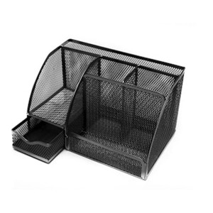 Przybornik na biurko metalowy siatka 6 komór 6b TRES czarny /SPW6B/CZ/