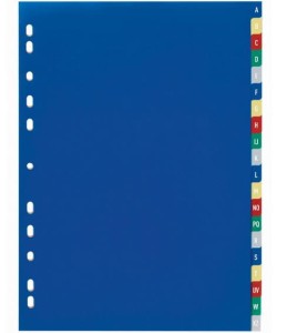 Przekładki  A4 wykonane z PP kolorowe indeksy A-Z 20 części /675527/