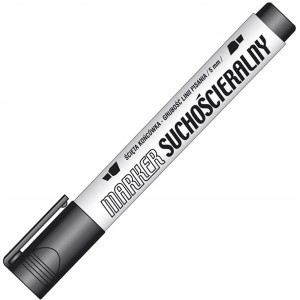 Marker suchościeralny i do flipchartu okrągły 1,0-2,0mm czarny 1szt. /KM107-VO/