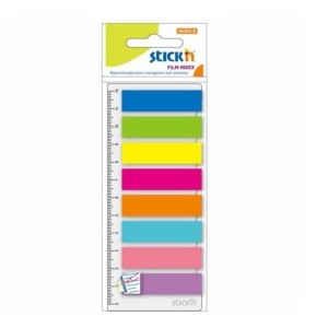 Zakładki indeksujące 12x45mm PP 8x25 szt. z linijką STICKN  /21345/