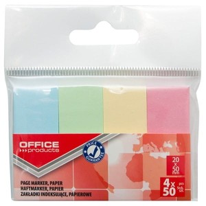 Zakładki indeksujące 20x50mm papierowe 4x50szt. Pastel OFFICE PRODUCTS 200szt. /14215224-99/
