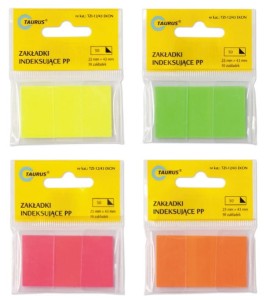 Zakładki indeksujące 25x43mm PP różowe TAURUS 50szt. / TZI-25/43 EKO/