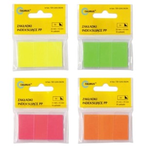 Zakładki indeksujące 25x43mm PP żółte TAURUS 50szt. /TZI-25/43 EKO/