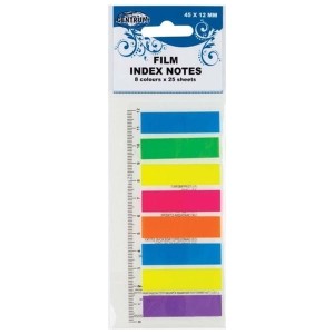 Zakładki indeksujące 12x45mm PP 8x25szt. neon z linijką mix kolorów CENTRUM 87409 200szt.