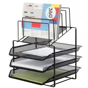 Zestaw 3 szuflad metalowych siatka + sorter na dokumenty Q-CONNECT OFFICE SET czarny 1szt. /KF17296/