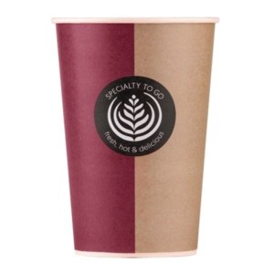 Kubki papierowe 300 ml  brązowe z nadrukiem 90 mm 50 szt