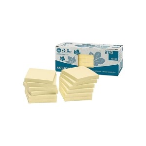Notes samoprzylepny 75x75mm (76x76mm) 12x100 kartek pastelowy żółty ECO BLUE ANGEL /5654-11BOX/