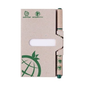 Zestaw długopis ICO GREEN papierowy brązowy wkład niebieski + notes 140x90mm /I7490121000/