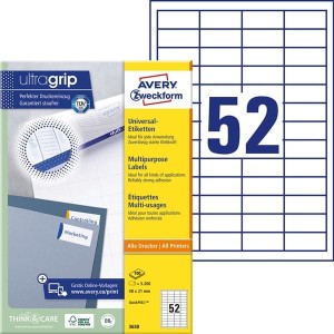 Etykiety papierowe 48x21mm AVERY ZWECKFORM 100ark 5200etykiet białe /3650 /
