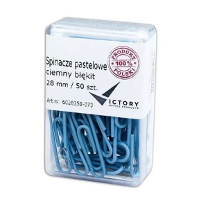 Spinacze biurowe 28mm okrągłe powlekane VICTORY OFFICE ciemny błękit 50szt. /6028350-073/