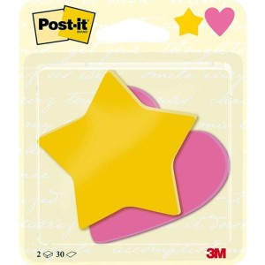 Notes samoprzylepny 70x72mm 2x30 kartek gwiazdka i serduszko 3M POST-IT /3M-4054596856455/