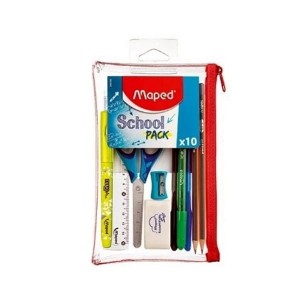 Zestaw przyborów szkolnych długopisy ołowki temperówka gumka linijka zakreślacz nożyczki SCHOOL PACK  MAPED /899705/