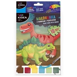 Kolorowanka/malowanka kreatywna z farbkami i pędzelkiem KIDEA DINOZAURY 1szt. /MFPDKA/